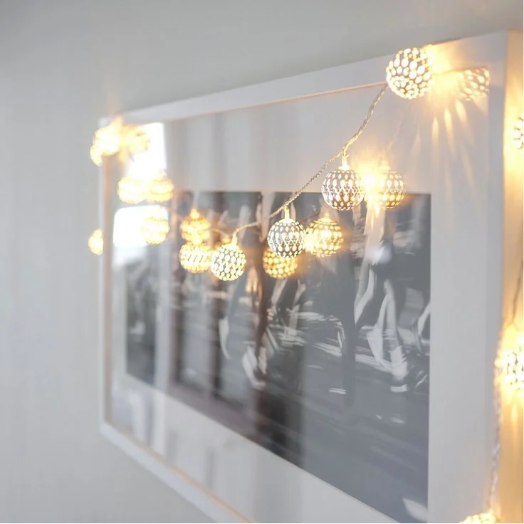 Lights4fun LED-Lichterkette 16er LED Lichterkette Marokkanische Kugeln silber 24V – Bild 3
