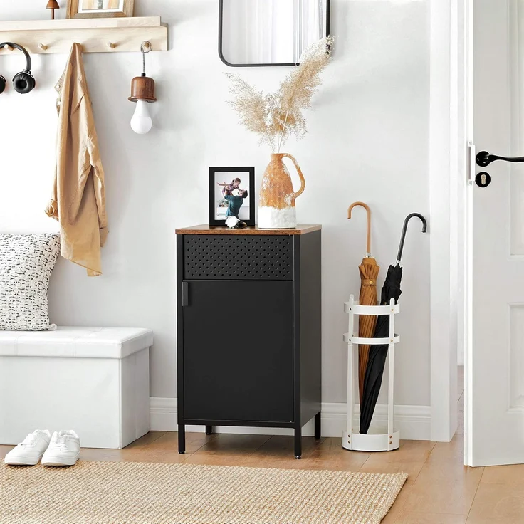 Songmics Sideboard Küchenschrank, Metallschrank, Tür mit Magnet, Stahlgestell, schwarz, 42,5 x 40 x 76 cm – Bild 2