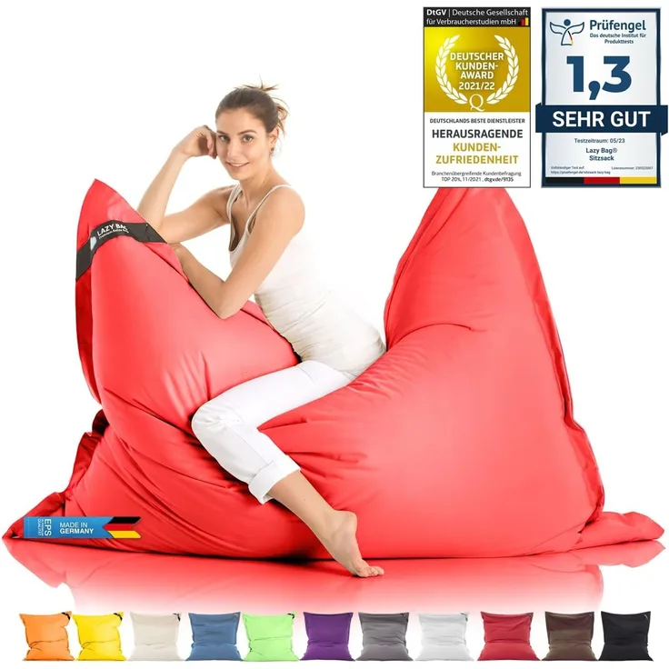 LAZY BAG Sitzsack für Indoor & Outdoor, Rot, Nylon, 400 l