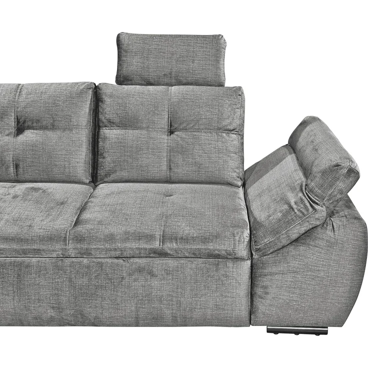 Stella Trading ALIJA Ecksofa mit Schlaffunktion in Grau - Moderne Eckcouch mit Bettkasten und verstellbaren Armlehnen - 265x84 (107) x 217 cm (B/H/T) – Bild 7
