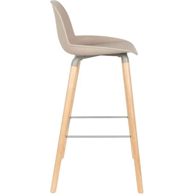 Zuiver Barhocker Albert Kuip im 2er-Set, Taupe mit Gestell aus Aluminium und Eschenholz – Bild 3