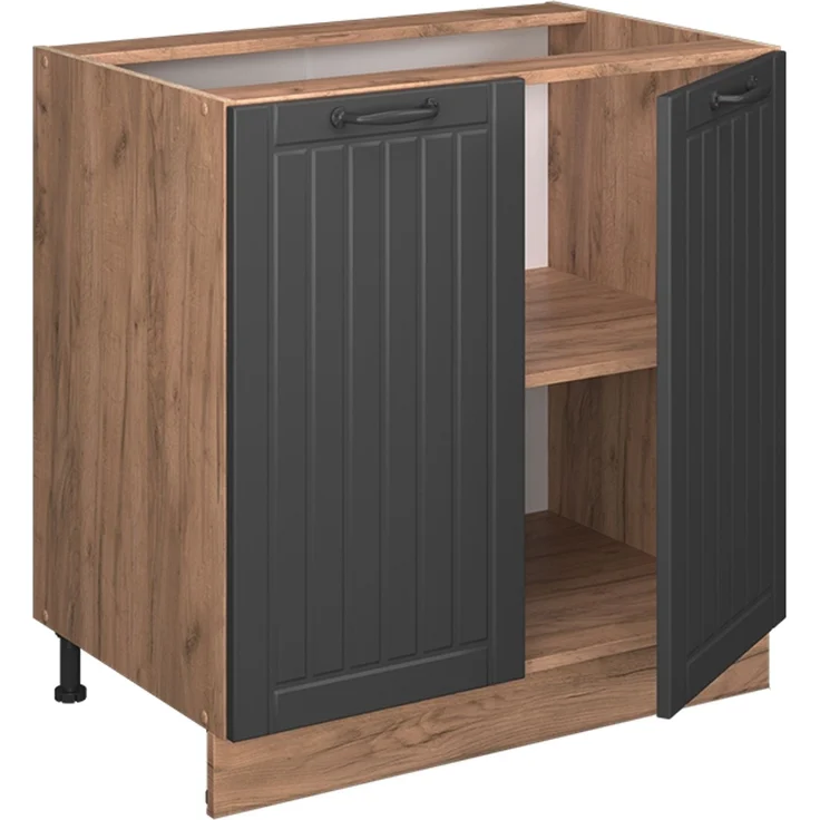 Küchenunterschrank Fame-Line Dunkelgrau 80 cm mit Regal, AP Anthrazit Vicco – Bild 5