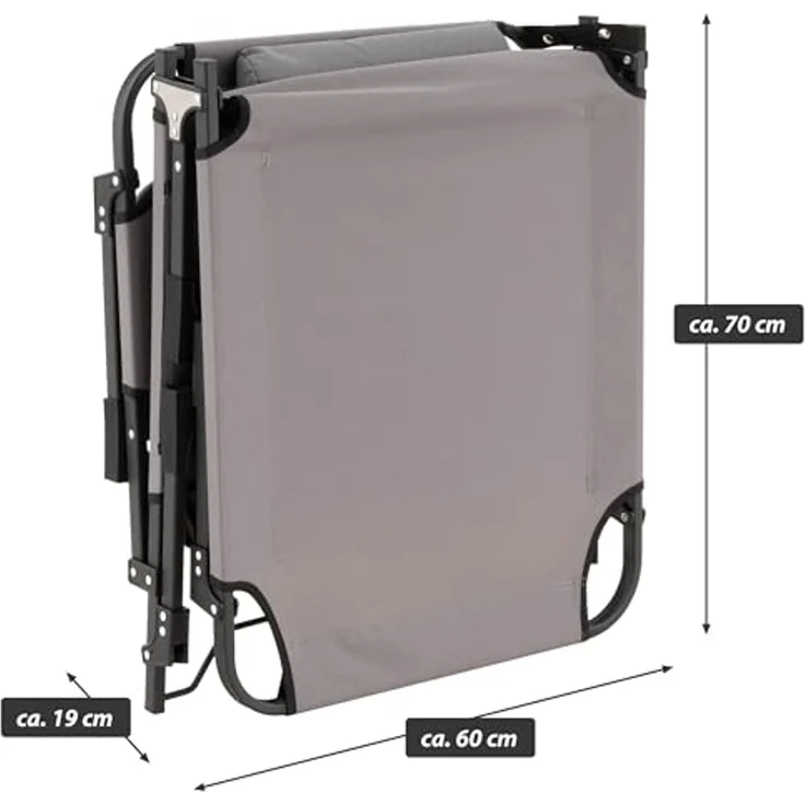 Nexos klappbar 5-Fach verstellbare Sonnenliege mit Kopfkissen grau 182 x 60 x 30 cm Polyester Gartenliege Strand-Liege Stahl-Rahmen wetterfest robust – Bild 7