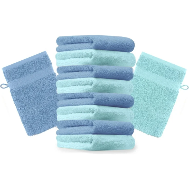 Betz Waschhandschuh 10 Stück Premium 16x21 cm Farbe türkis und hellblau, (Set, 10-St) – Bild 1