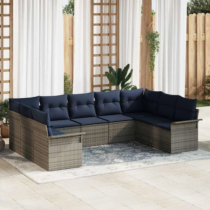 vidaXL Gartensofa-set mit Speicher 9 pcs Hellgrau Poly-Rattan 3354194 – Bild 1
