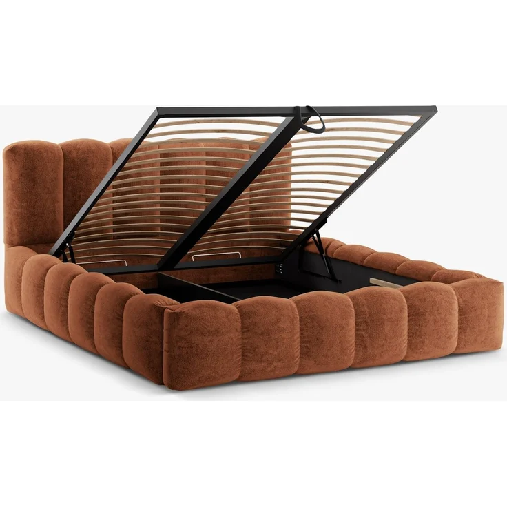 Micadoni Stauraumbett mit Kopfteil Lupine Chenille Perfect Harmony Terrakotta – Bild 2