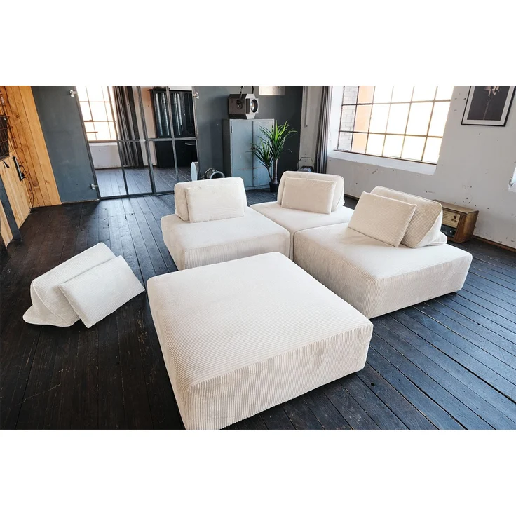 KAWOLA Modulsofa WIOLO SOFT 4 Module 4 Rückenkissen Cord cremeweiß 84 x 222 x 333 cm – Bild 5