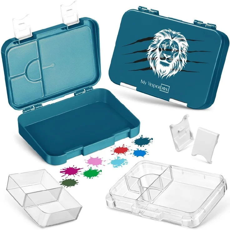 My Vesperbox® Brotdose für Kinder mit Fächern [LEN] - Lunchbox mit Trennfächern - Bento Box - Jausenbox - Brotzeitbox für Schule & Kindergarten - Vesperdose für Jungen & Mädchen