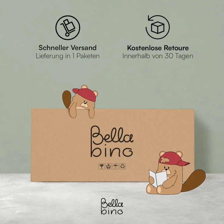 Bellabino 'Bia' Hausbett 80x160 cm, weiß, Kiefer Massivholz, Montessori Kinderbett mit Rausfallschutz und Lattenrost – Bild 9