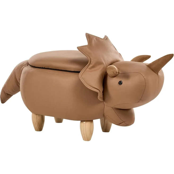 Tierhocker mit Stauraum TRICERATOPS Dinosaurier Stoff Braun