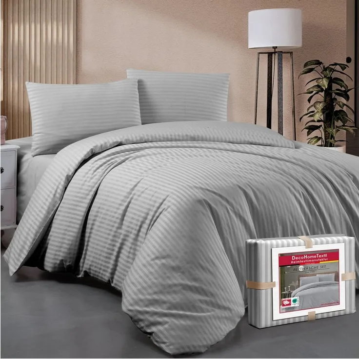 DecoHomeTextil Heimtextilmanufaktur Bettwäsche Set Bettgarnitur mit Reißverschluss Polycotton Streifen