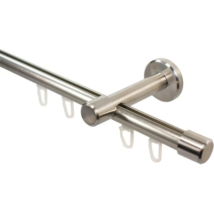 iso-design Gardinenstange Innenlauf 16 mm Farbe Edelstahl Wandabstand 7 cm, Ø 16 mm, 1-läufig, Fixmaß, mit Bohren, Aluminium