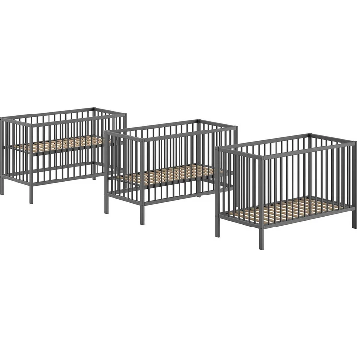 Gitter-Babybett Dino 65.4 x 124.4 x 84.4 cm Buche Anthrazit – Bild 1