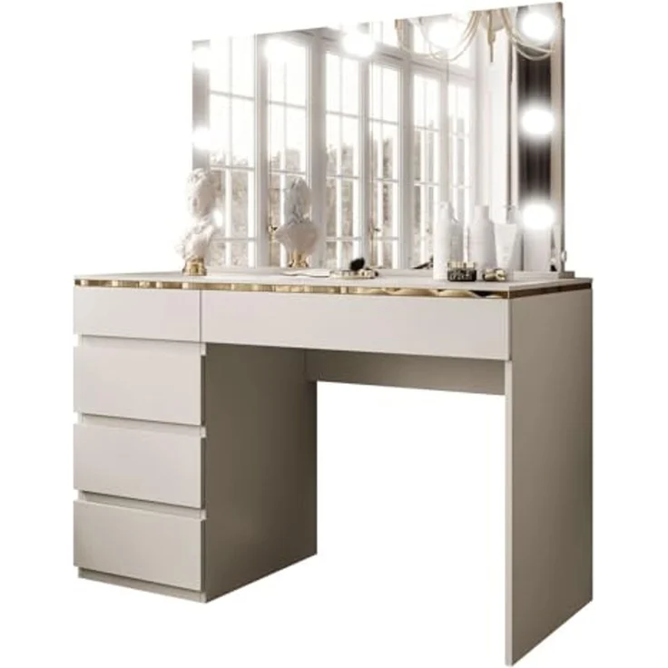 Lookway Schminktisch AURORA II ELITE KASCHMIR mit Spiegel und Beleuchtung (1x Schreibtisch 1x Spiegel), Breite: 120 cm – Bild 1