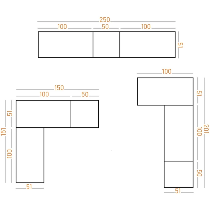 Marmex Möbel Tres Set-Y/N Eckkleiderschrank offen, Hoher Kleiderschrank mit Aufsatz, groß Einbauschrank, laminierte Spanplatte, graubeige cashmere 201/100x246x51 cm – Bild 8