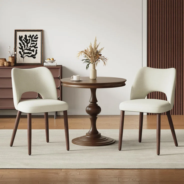 MALOL Moderne Esszimmerstühle 2er Set, Esszimmer Stühle, Ergonomisch Gepolsterte Küchenstühle mit Vertikal Gestreifter Rillenlehne, Polsterstühl für Esstisch Wohnzimmer Café Restaurant, Beige