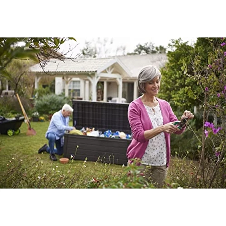 Kissenbox 454L Grau Garten Truhe Außen Aufbewahrung Deckel Kiste Geräte Auflagen – Bild 6