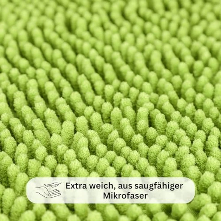 WohnDirect Badematte 45x45 cm MIT WC Ausschnitt | Grün - rutschfest & Waschbar - Badezimmerteppich zum Set kombinierbar, Badvorleger, WC Garnitur, Badteppich – Bild 7
