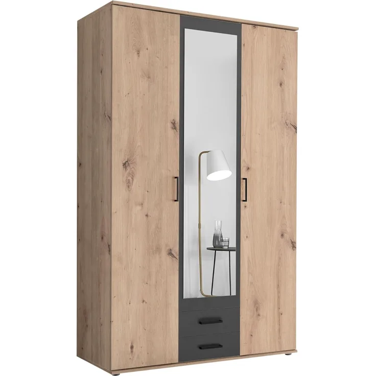 Pol-Power Drehtürenschrank CHICAGO - Schlafzimmer Drehtürenschrank in Artisan Eiche-Anthrazit