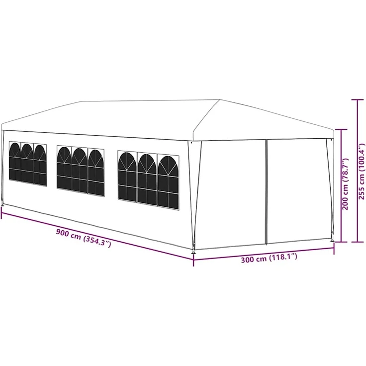 vidaXL Partyzelt, Polyäthylen weiß, 3x9 m – Bild 10