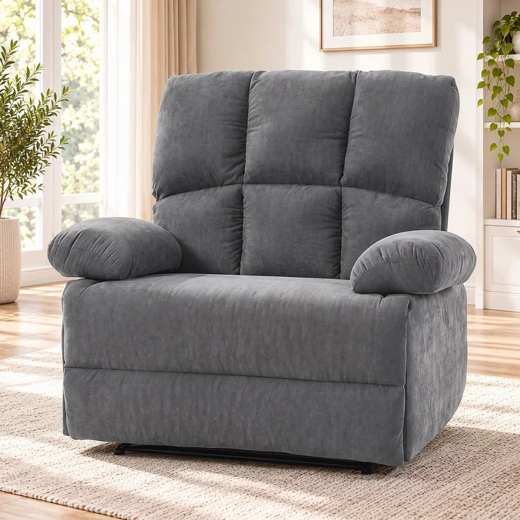 MELAYR, Massagesessel mit Wärmefunktion, bequemer Fernsehsessel mit Fußablage, Grau, 120 x 90 x 107 cm – Bild 6