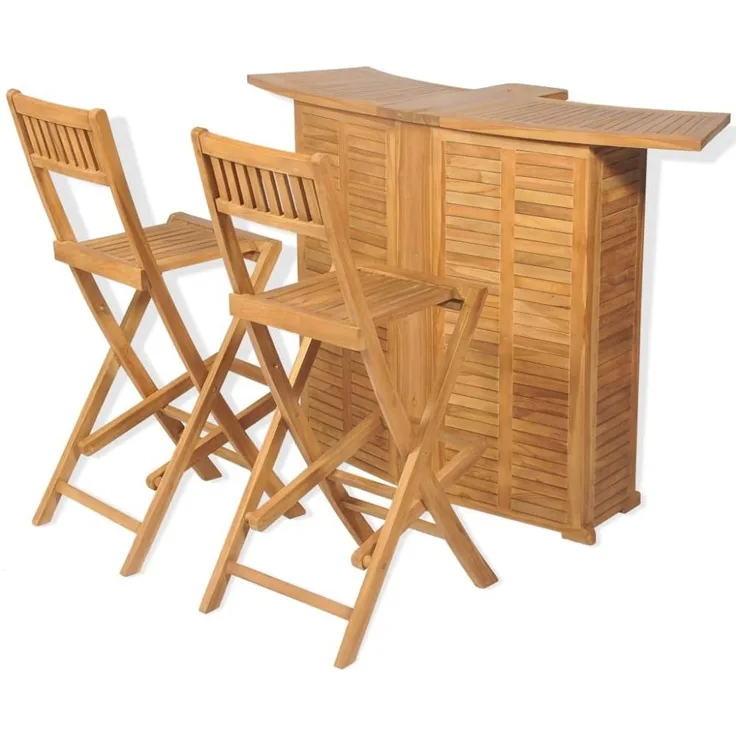 vidaXL Bistro-Set, 3-tlg., mit Klappstühlen, Massivholz Teak, 155 x 53 x 105 cm