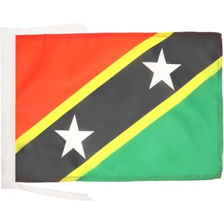 AZ FLAG Flagge St. Kitts und Nevis 45x30 cm Polyester 100D Kordeln | Für innen und außen Föderation Saint Kitts und Nevis dekorative Flagge St Kitts & Nevis doppelte Nähte und verstärkte Kanten – Bild 1