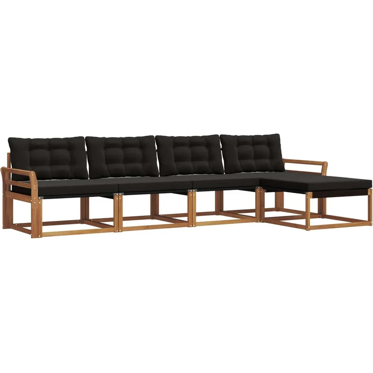 vidaXL Outdoor-Sofagarnitur 5 stk. 5-Sitzer Natur und Schwarz 3369363 – Bild 2