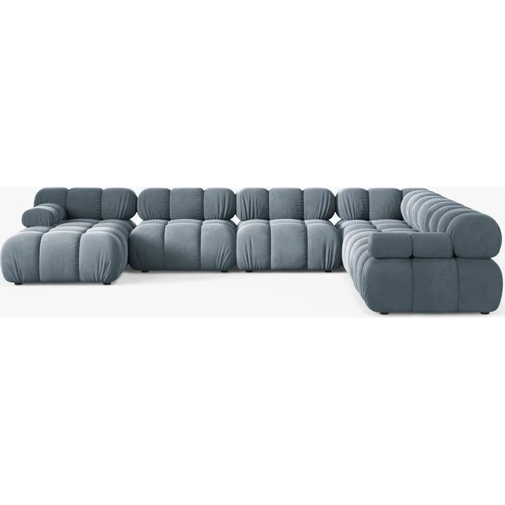 Micadoni Modulares Panorama Ecksofa Bellis 8-Sitzer Samt Bluvel Hellblau Rechts – Bild 5