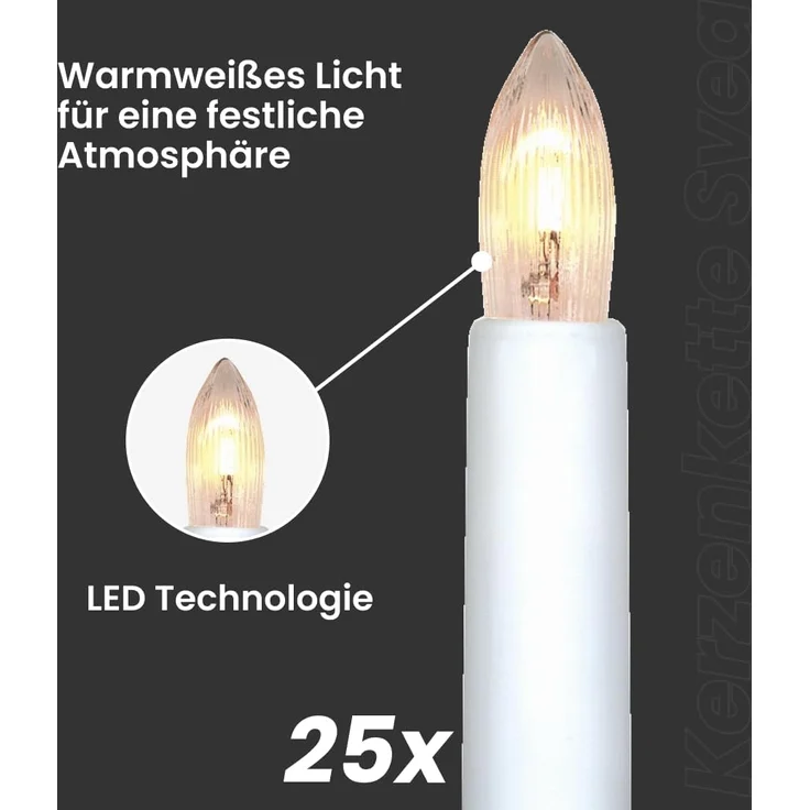 LED-Kerzenkette indoor, 25teilig, warmwhite Univer – Bild 4