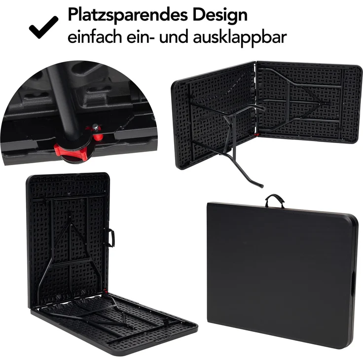 Brixy Klapptisch - Klapptisch - 180 x 70 x 74 cm - Campingtisch - Gartentisch - Tragbar - Schwarz – Bild 9