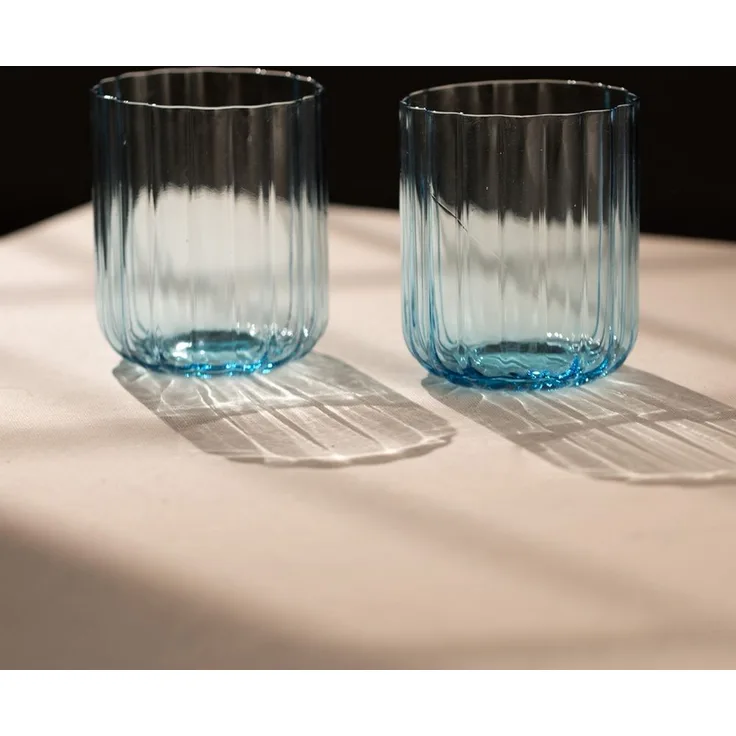 Hermia Concept 'Flower 450 - Blue' Gläser-Set (2-teilig), Blau, 8,5 x 8,5 x 10 cm, 450 ml