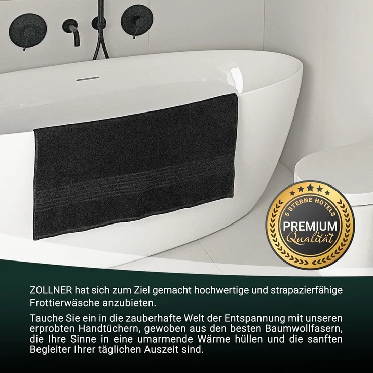 ZOLLNER Duschtuch 5er Set, Baumwolle, 70x140 cm, schwarz – Bild 6