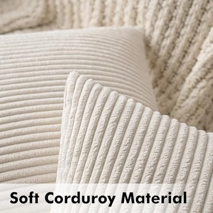 MIULEE 2er Set Weihnachten Kissenbezüge Kord Kissenhülle Dekorative Kissenbezug Sofakissen Couchkissen Dekokissen Zierkissenbezug Deko Kissenhülle mit Verstecktem Reißverschluss 40x40 cm Beige – Bild 3