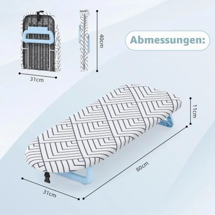KINGRACK Klappbares Tisch Bügelbrett, Kleines Bügelbretter Faltbares, Tragbares Bügelbrettbezüge Mit Rutschfesten Füßen für den Heimgebrauch, 31x80 cm,Weiß – Bild 2