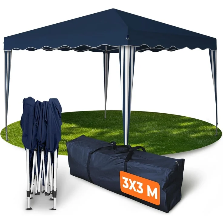 Faltpavillon 3x3 m - wasserdicht - ohne Seitenteile, blau – Bild 1