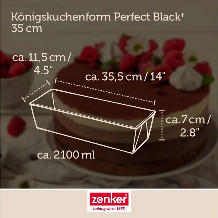 Zenker Königskuchenform Perfect Black 35 cm – Hochwertige Kastenform aus Stahlblech mit Antihaftbeschichtung, Hitzebeständigkeit +230 °C Made in Germany – Bild 3