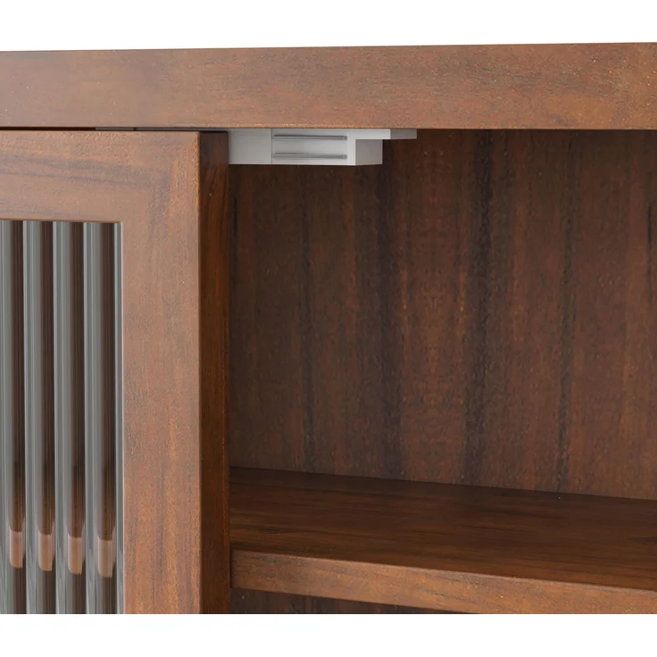 DESVIAE Vitrine zur Wandmontage mit Glastüren, 63x60x18 cm, Massivholz, MDF und Glas, Braun – Bild 5