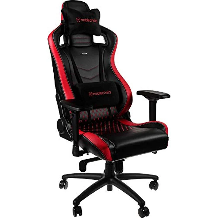 noblechairs EPIC Gaming Stuhl mousesports Edition, Komplettpolsterung aus veganem PU-Kunstleder, schwarz/rot, 60-mm-Rollen, 4D-Armlehnen – Bild 9