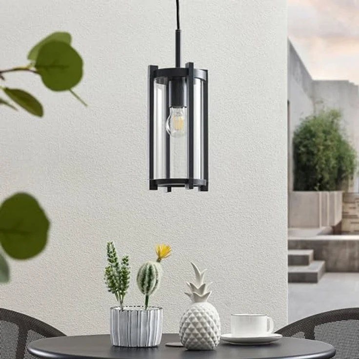 Lucande Außenleuchte Brienne, spritzwassergeschützt (IP54), Aluminium, 1 flammig, E27, Pendelleuchte für Außenbereich – Bild 5