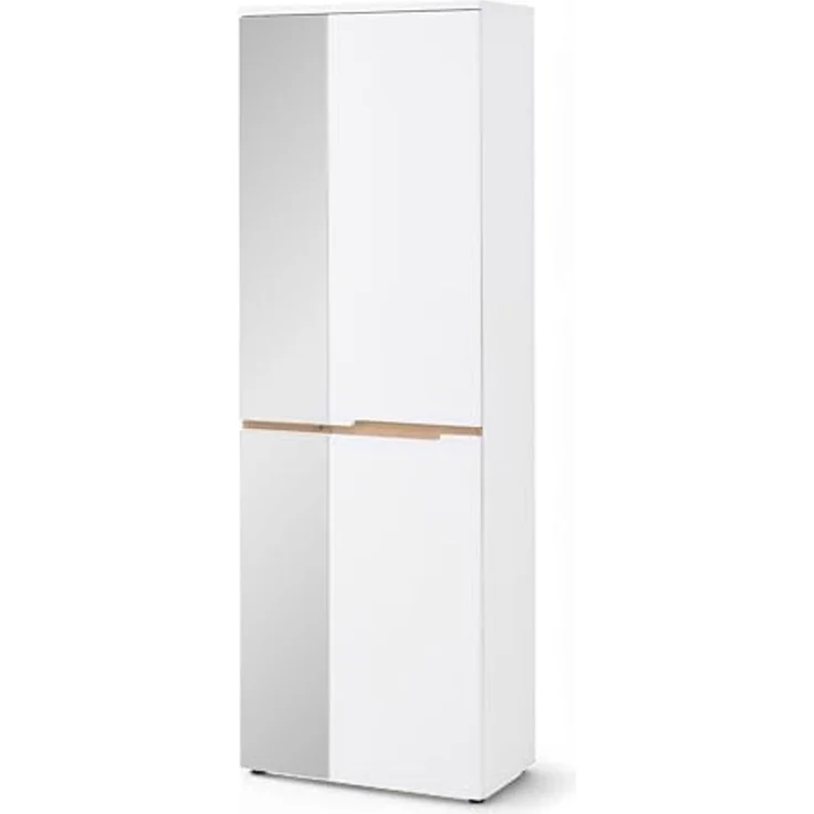 Stella Trading Memphis Garderobenschrank mit Spiegel in Weiß, Artisan Eiche Optik - Flurgarderoben Schrank mit viel Stauraum - 65 x 192 x 38 cm (B/H/T) – Bild 1
