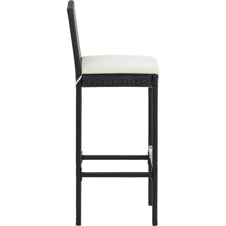 vidaXL Garten-Barhocker mit Kissen 2 Stk. Schwarz Poly Rattan 316668 – Bild 4