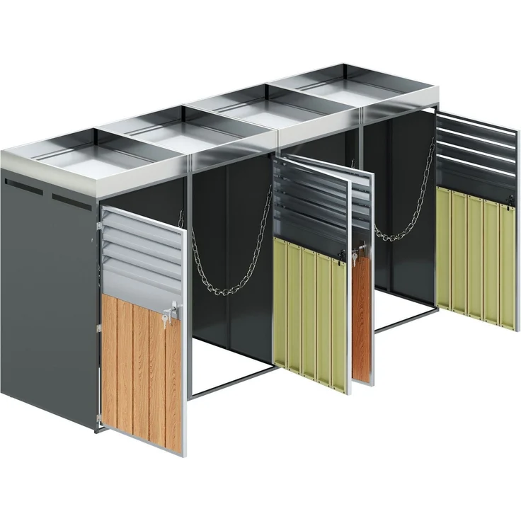 Mülltonnenbox, Mülltonnenunterstand mit Hochbeet, 120L 240L, wetterfest, Container, Abfallbehälter, Tonnenhaus, Gartenbox, abschließbare Müllbox (4 Tonnen) – Bild 8
