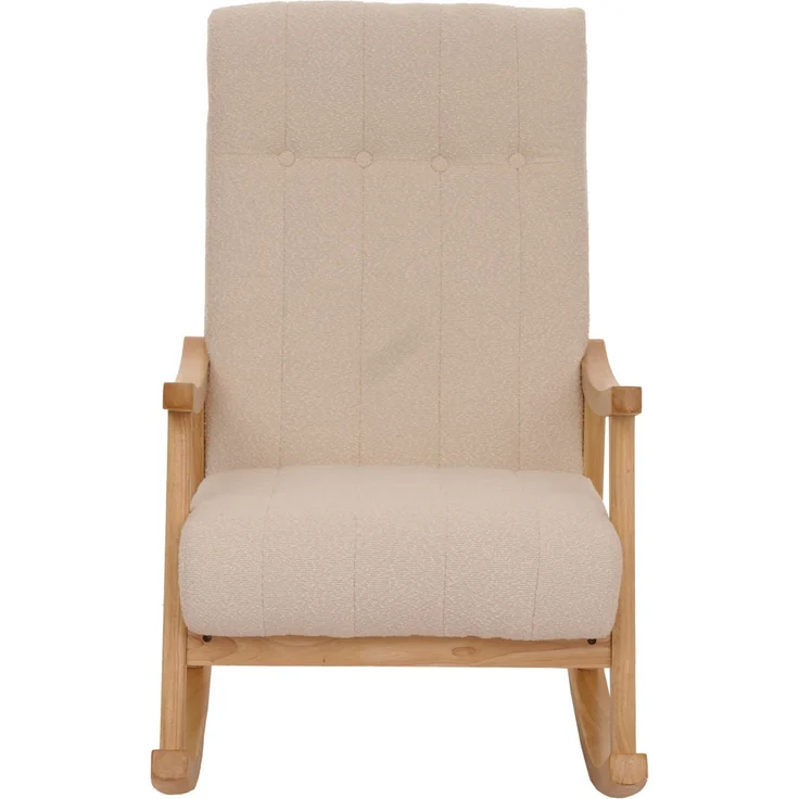 Schaukelstuhl HWC-K10, Relaxsessel, Holz FSC® Stoff/Textil Bouclé (450g/m²) ~ beige, Gestell natur – Bild 7
