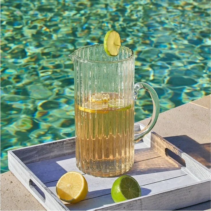 Mirabeau Wasserkaraffe Krug Solerón klar, Sommer, Outdoor, Gartenausstattung, Riffelglas – Bild 3