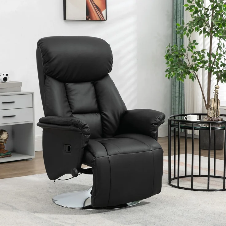 Wohnora-Relaxsessel, Liegefunktion, Lederoptik, Fußstütze, bis 150 kg, 78 x 80 x 109 cm, Schwarz,H 1090cm x T 800cm x B 780cm – Bild 2