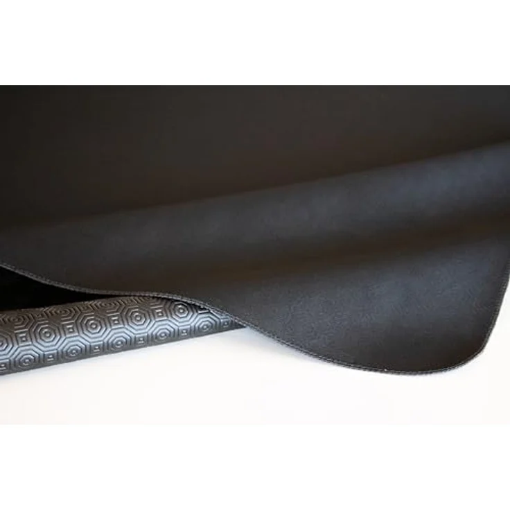 GEMITEX Molle Tischschutz Made in Italy rutschfest, stoßfest, doppelseitig, schwarz/schwarz, 140 x 140 cm, dekoriert und schützt Ihren Tisch vor Stößen, Kratzern und Flüssigkeiten, mit Overlock-Rand – Bild 2