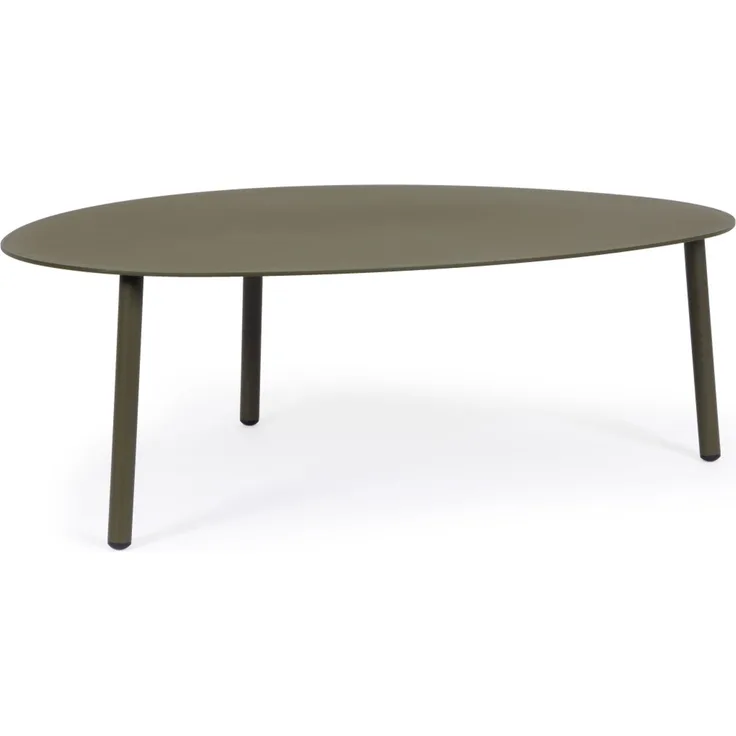 Gartencouchtisch Sparky aus Aluminium, modernes Design, olive, organische Form, 100x70 cm