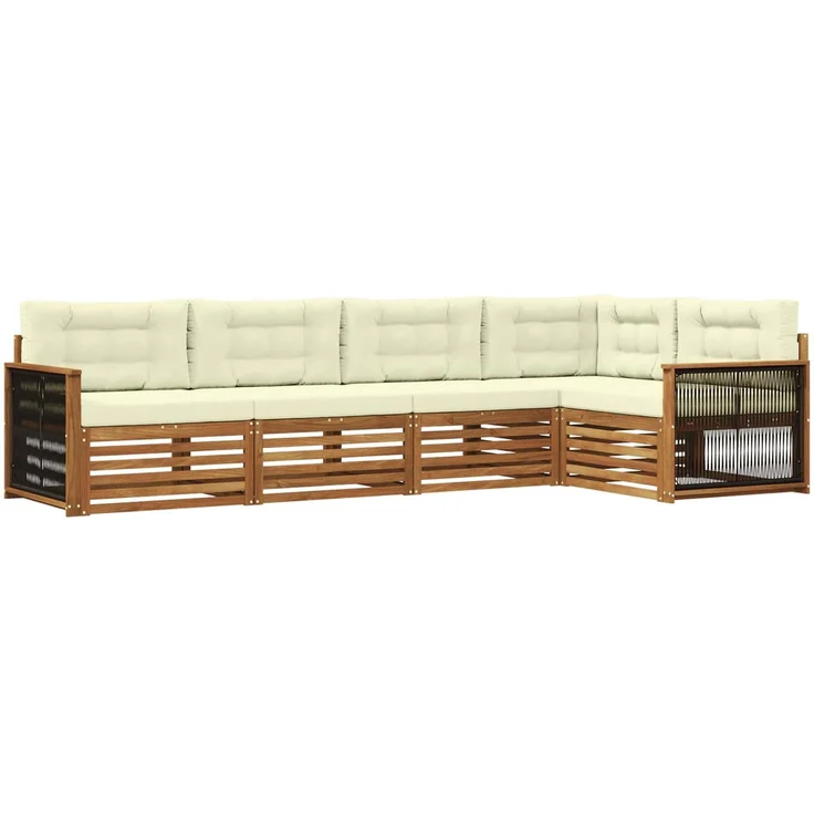 vidaXL Outdoor-Sofagarnitur 5 stk. Natur und Creme 3383353 – Bild 2