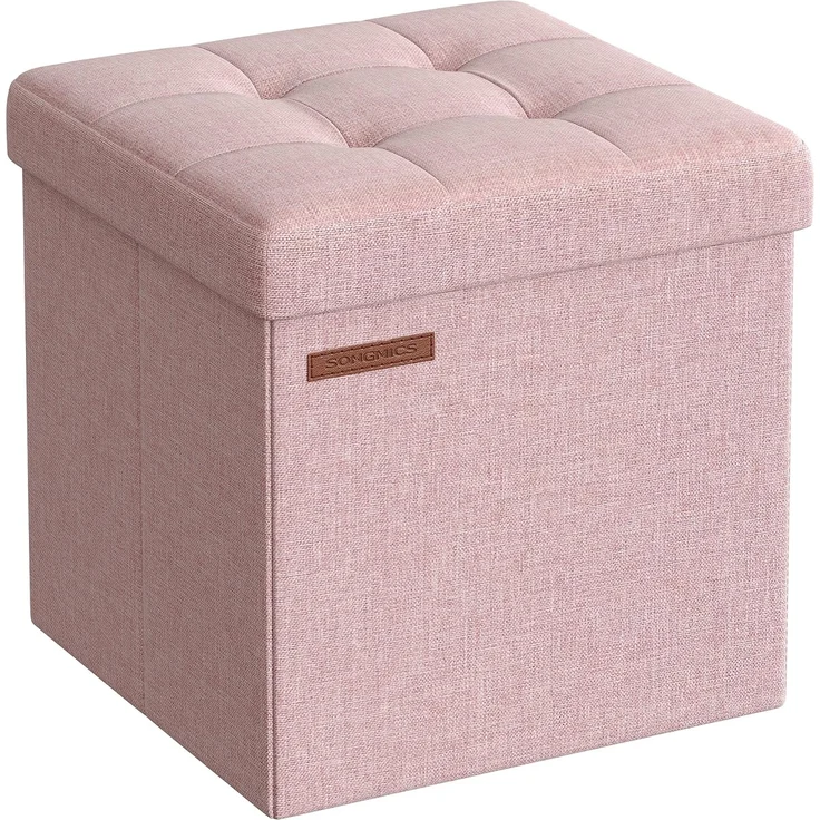 Songmics 30 cm Sitzbank mit Stauraum, klappbare Sitztruhe, Aufbewahrungsbox, Fußbank, pastellrosa LSF028R01 – Bild 1